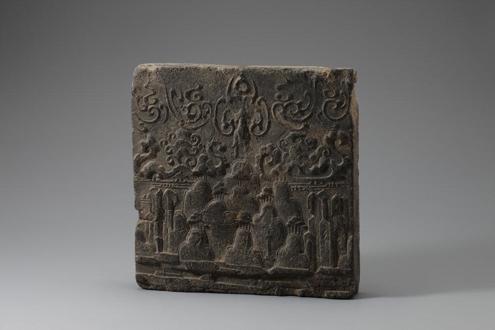 Tile with Phoenix and Landscape in Relief
